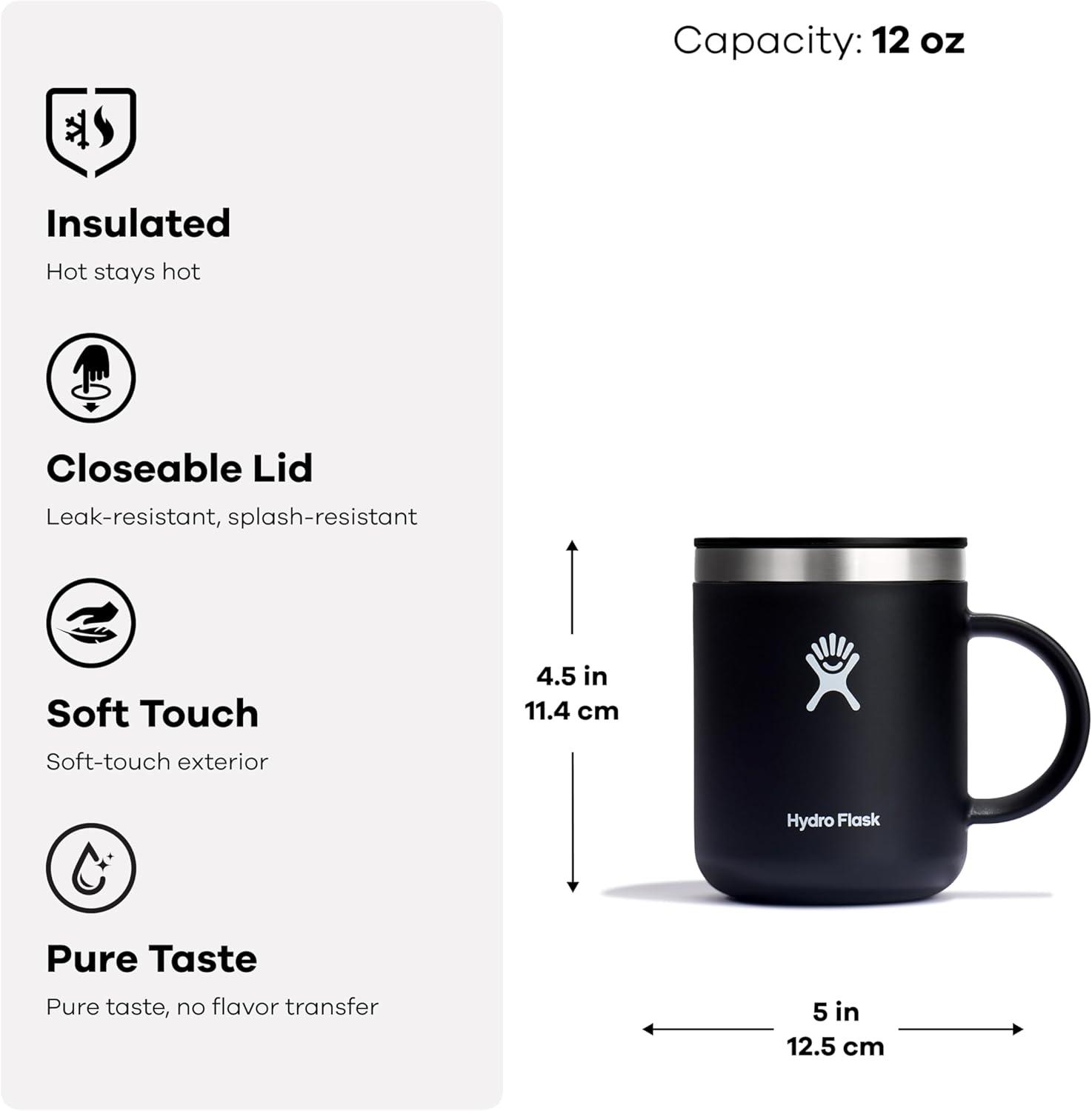 imageHydro Flask Coffee Mug Insulated Stainless Steel Non Spill Leak Resistant Travel Mug 12 Oz SandpiperOAT