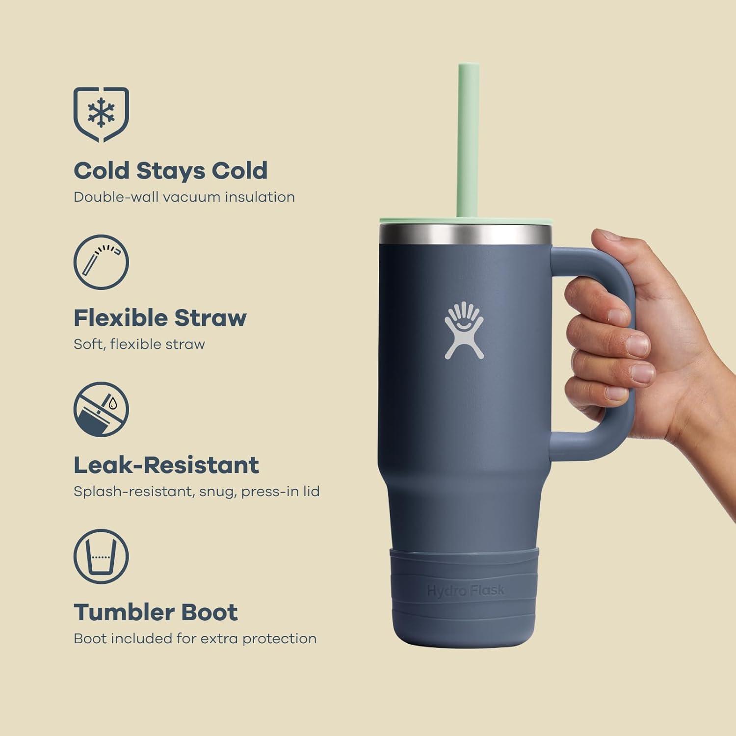 imageHydro Flask Kids 24 Oz Travel Tumbler with Handle Lid and Straw for School Insulated Stainless Steel in Coconut CreamSEASPRAY