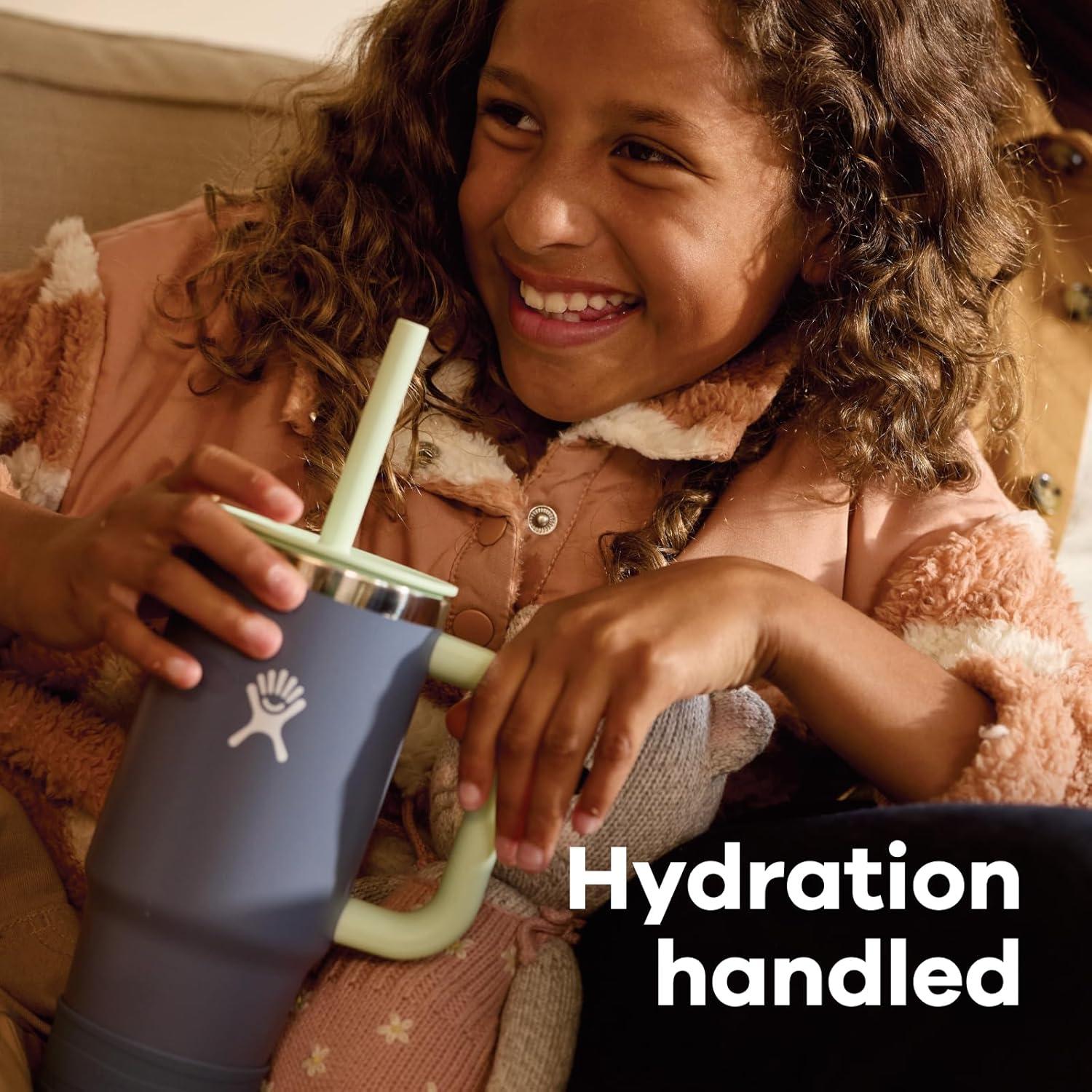 imageHydro Flask Kids 24 Oz Travel Tumbler with Handle Lid and Straw for School Insulated Stainless Steel in Coconut CreamSEASPRAY