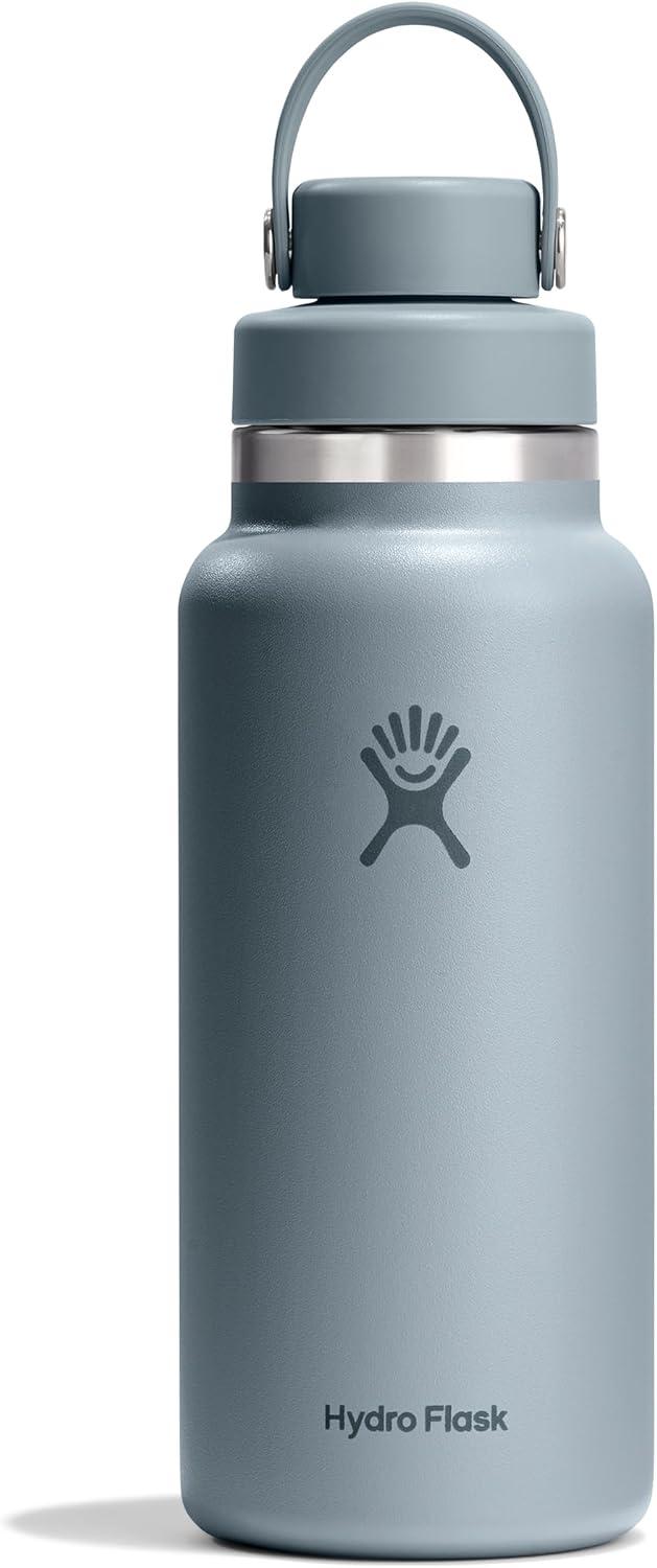 imageHydro Flask Water Bottle Insulated Stainless Steel Wide Mouth Flex Chug Lid Non Spill Leakproof in 32 Oz Shale GraySHALE GRAY