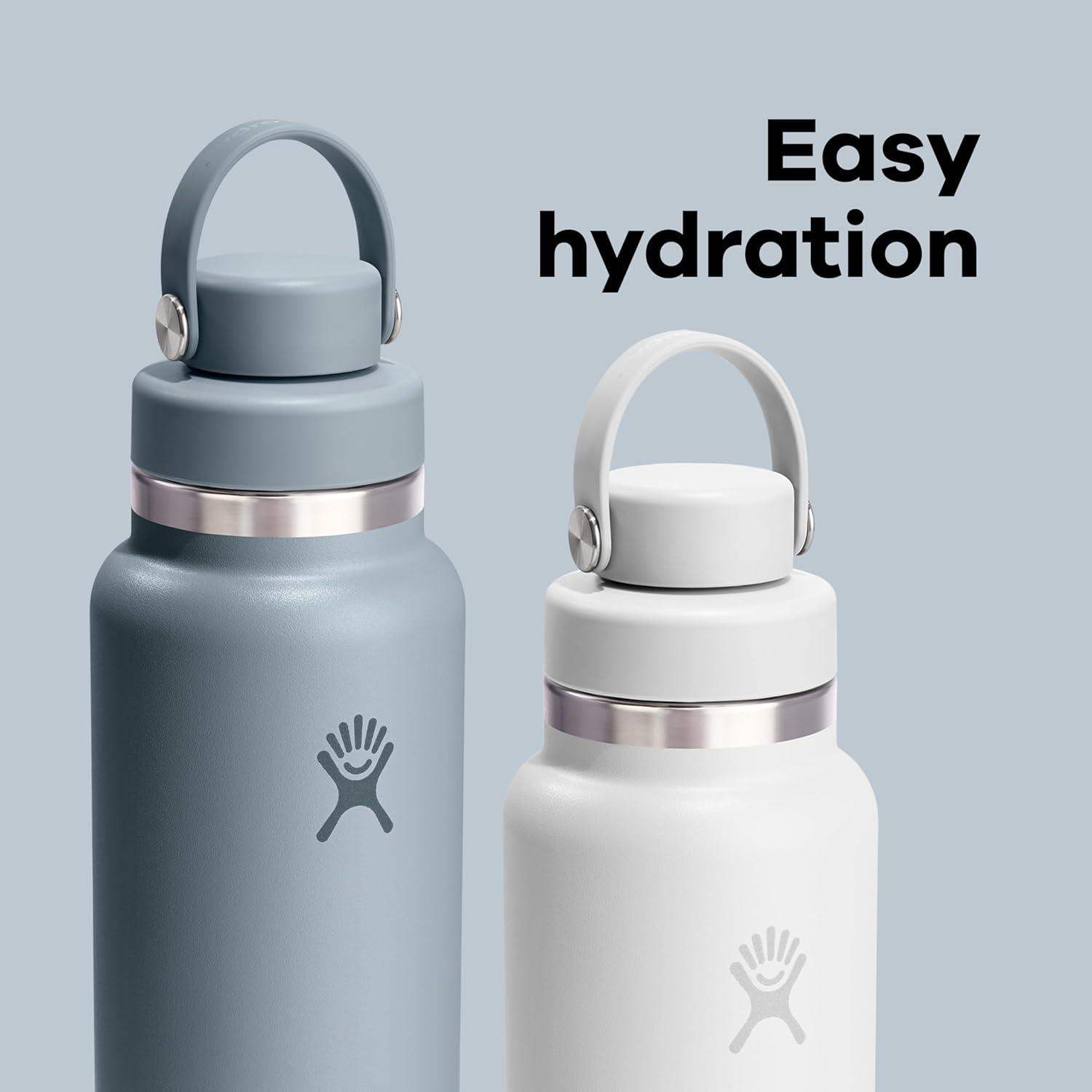 imageHydro Flask Water Bottle Insulated Stainless Steel Wide Mouth Flex Chug Lid Non Spill Leakproof in 32 Oz Shale GraySHALE GRAY