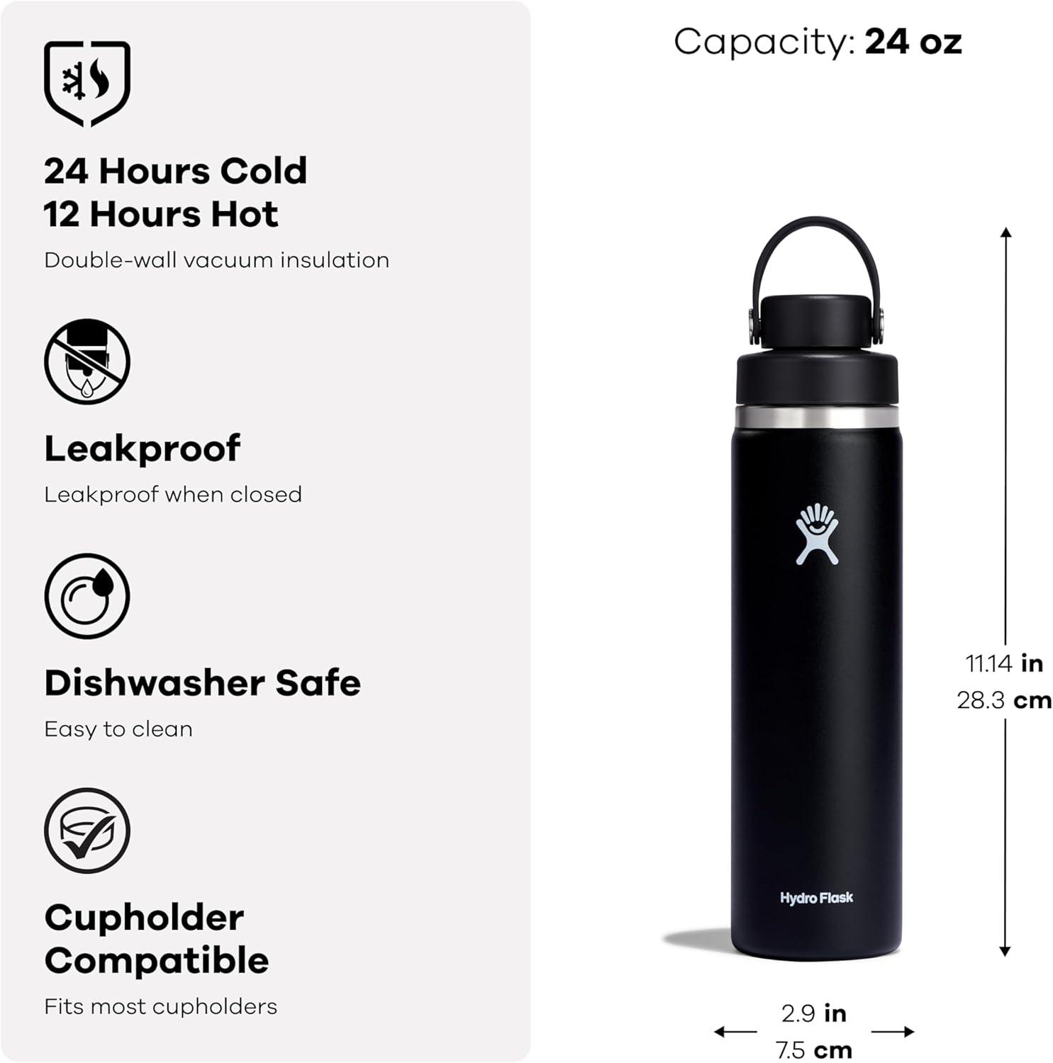 imageHydro Flask Water Bottle Insulated Stainless Steel Wide Mouth Flex Chug Lid Non Spill Leakproof in 32 Oz Shale GraySandpiper