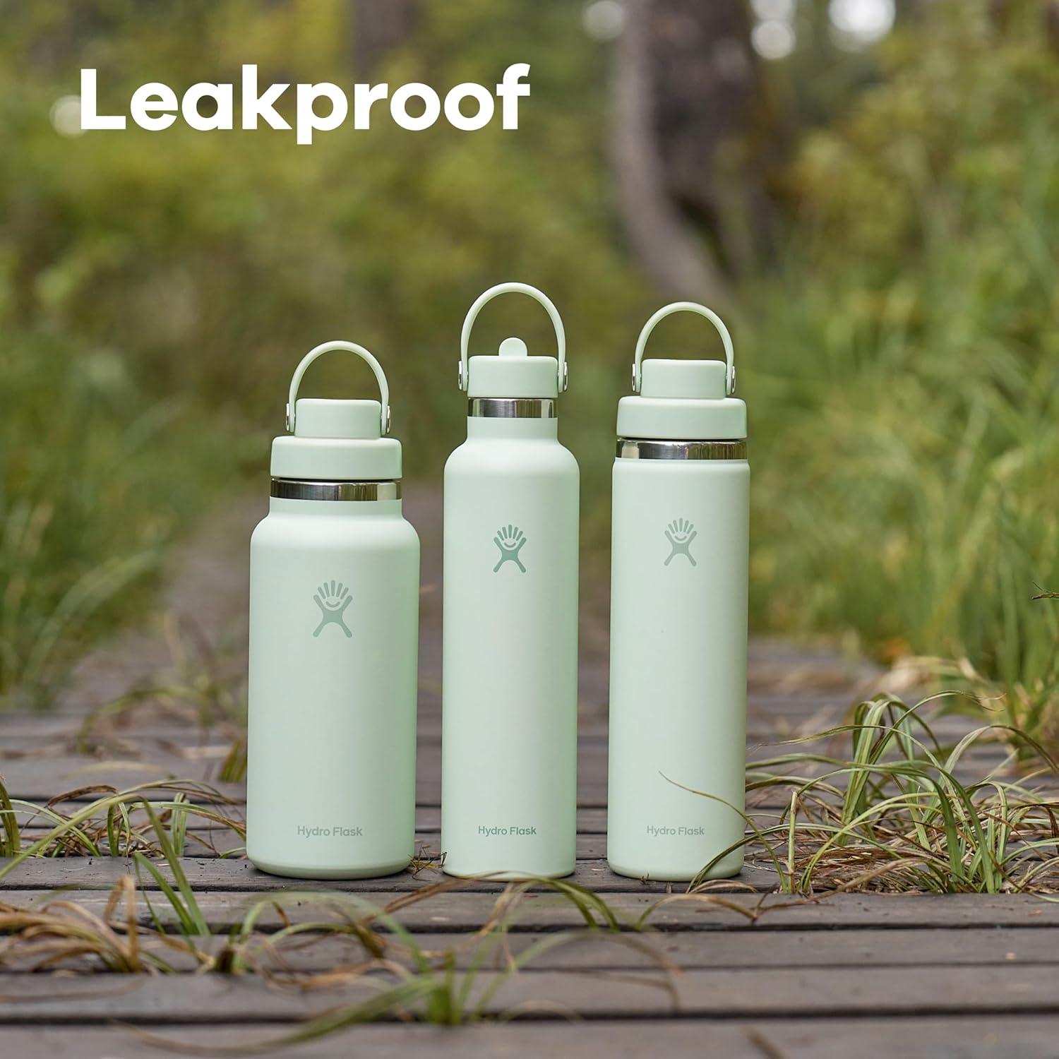 imageHydro Flask Water Bottle Insulated Stainless Steel Wide Mouth Flex Chug Lid Non Spill Leakproof in 32 Oz Shale GrayTonal Agave