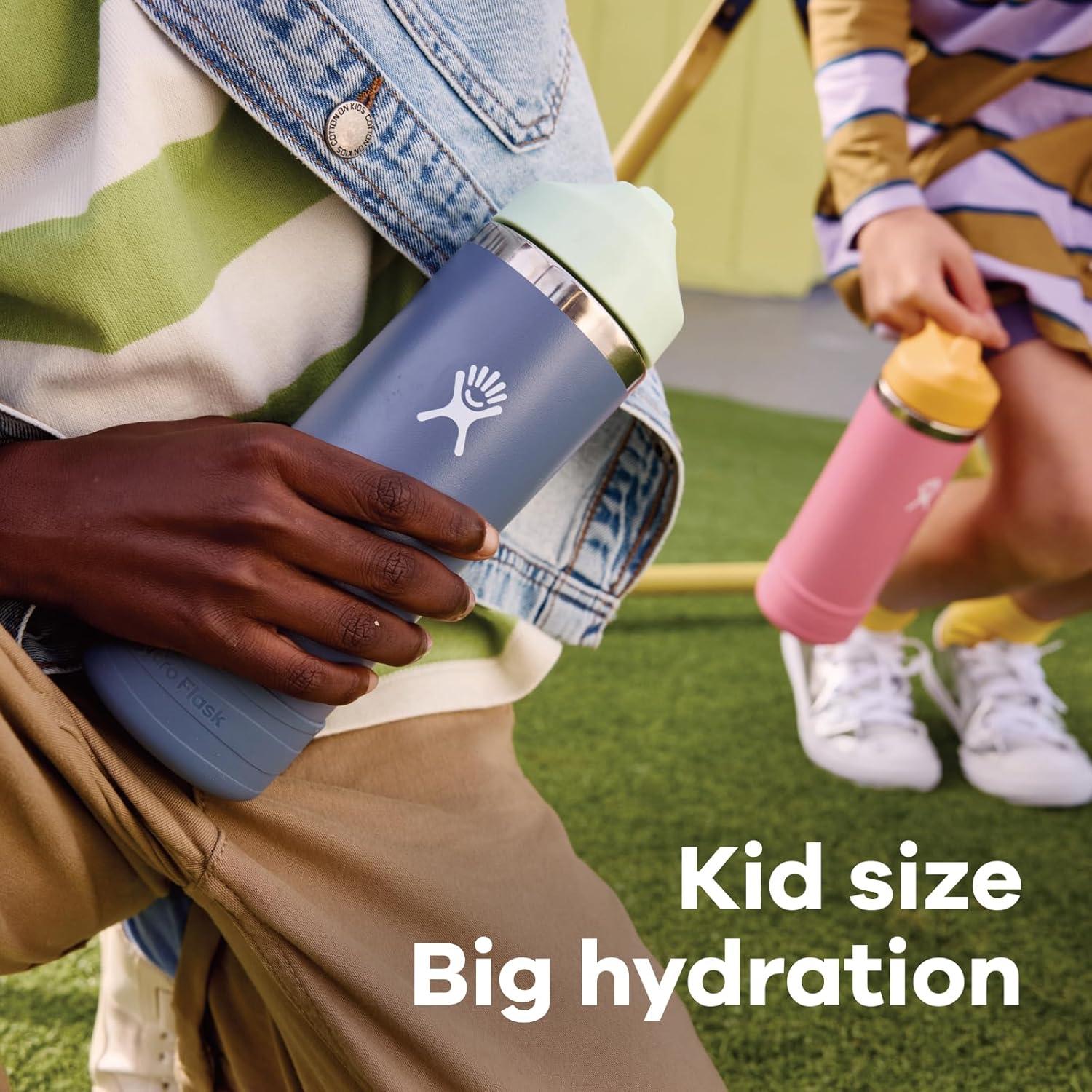 imageHydro Flask Kids Water Bottle for School Stainless Steel and Insulated with Straw Cap 12 Oz World of Eric Carle Caterpillar YellowKOALA