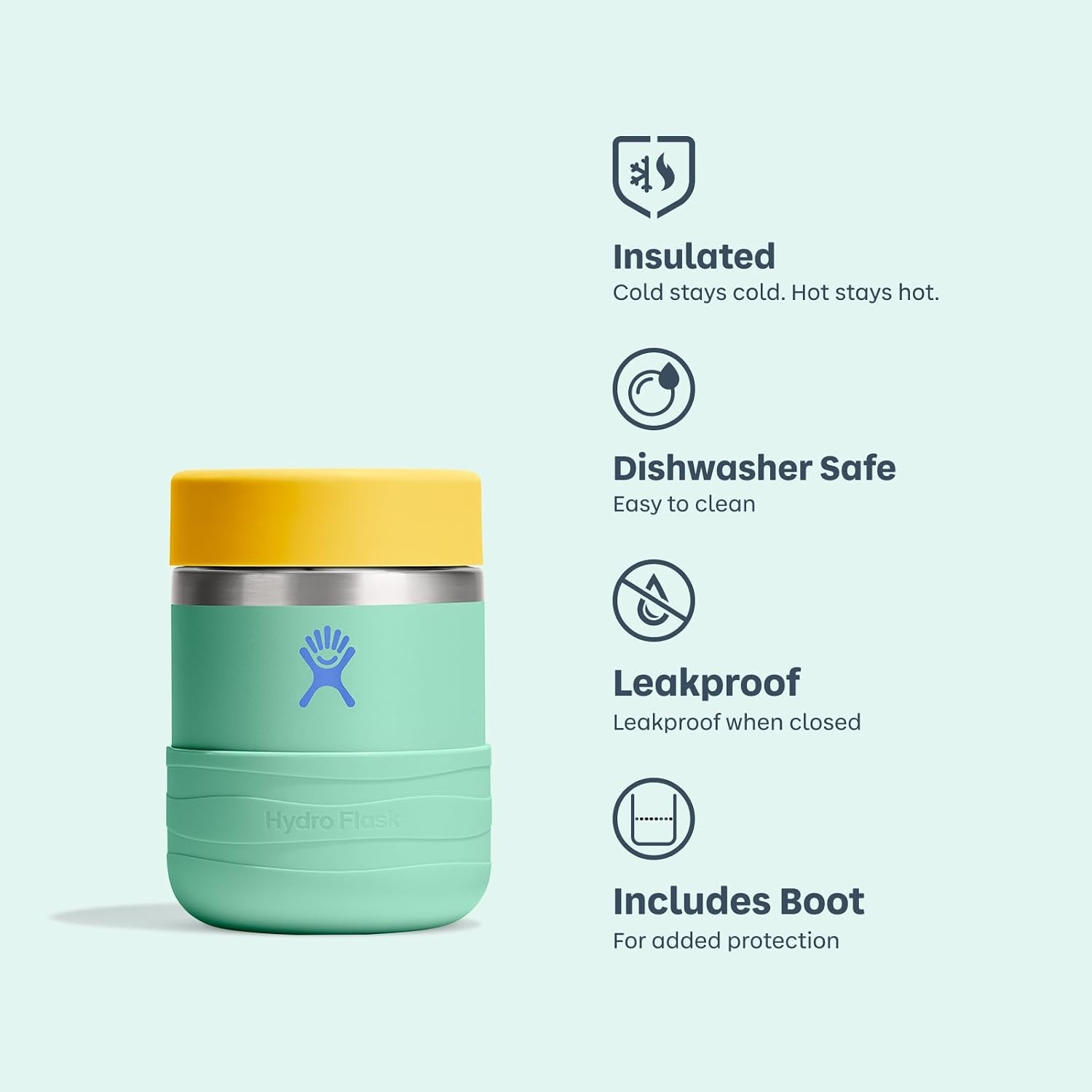 image:imageHydro Flask Insulated Food Container Snack Container for Kids and Lunch Box 12 Oz Food Jar in Cloud PinkSEEDLING GREEN