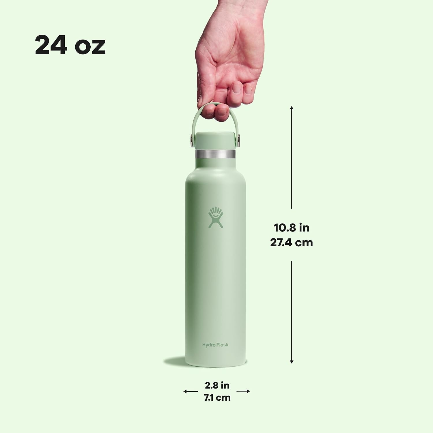image:imageHydro Flask Water Bottle Insulated Stainless Steel Non Spill Leakproof in 24 Oz Deep TealAloe Green