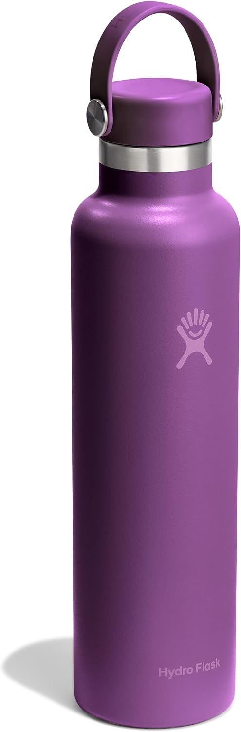 image:imageHydro Flask Water Bottle Insulated Stainless Steel Non Spill Leakproof in 24 Oz Deep TealBeachplum Purple