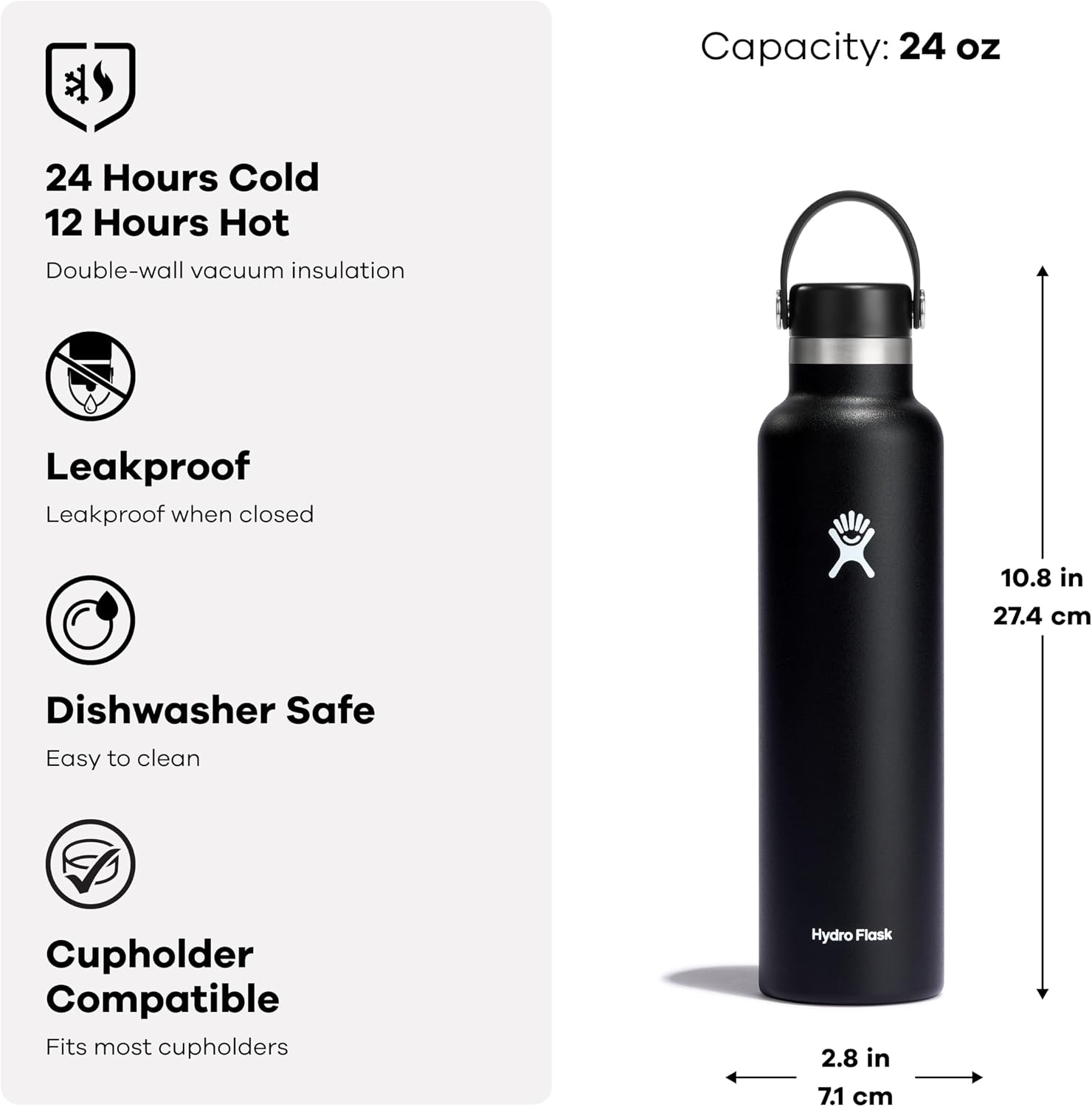 image:imageHydro Flask Water Bottle Insulated Stainless Steel Non Spill Leakproof in 24 Oz Deep TealCoconut