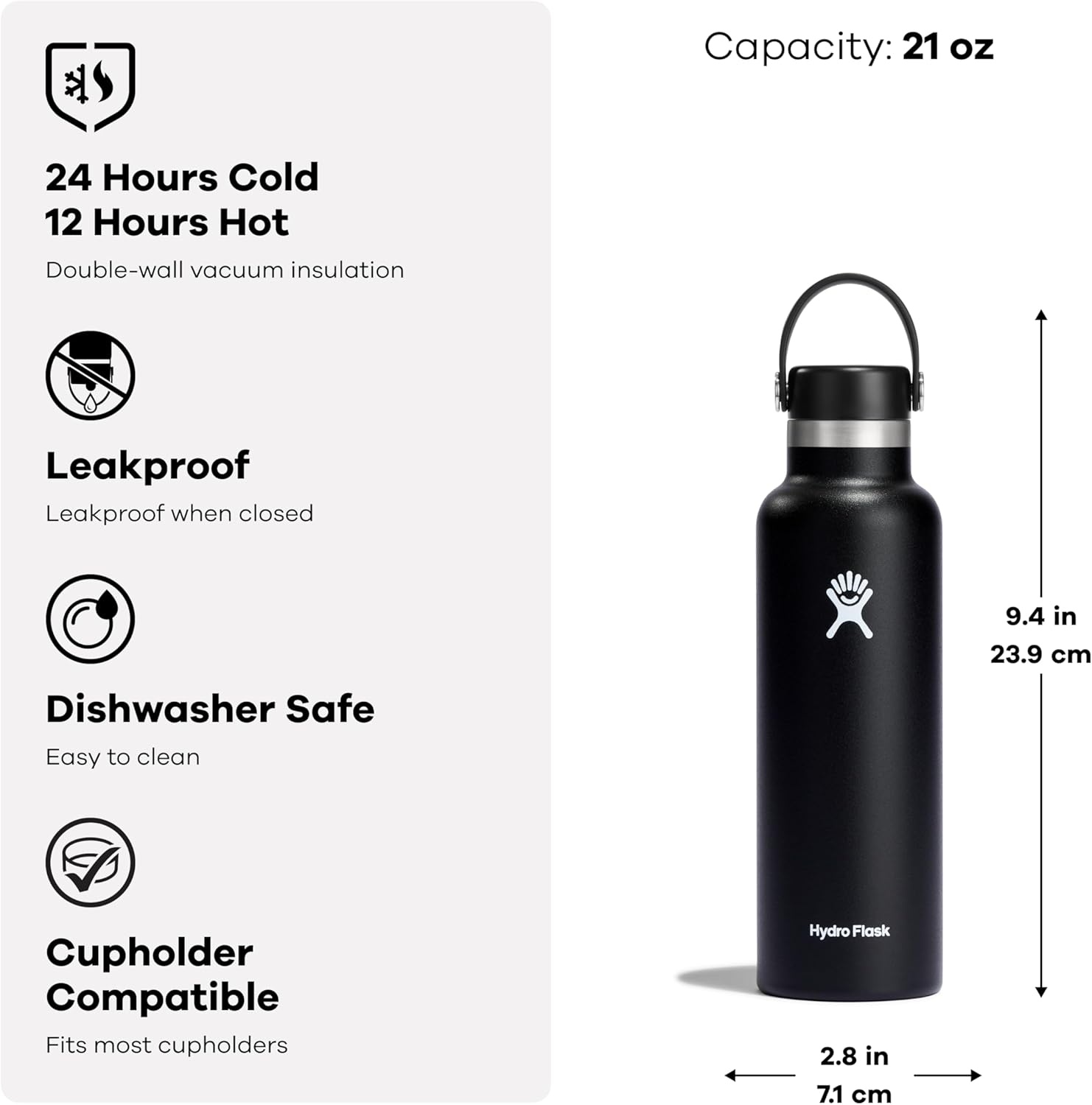 image:imageHydro Flask Water Bottle Insulated Stainless Steel Non Spill Leakproof in 24 Oz Deep TealNectar Orange