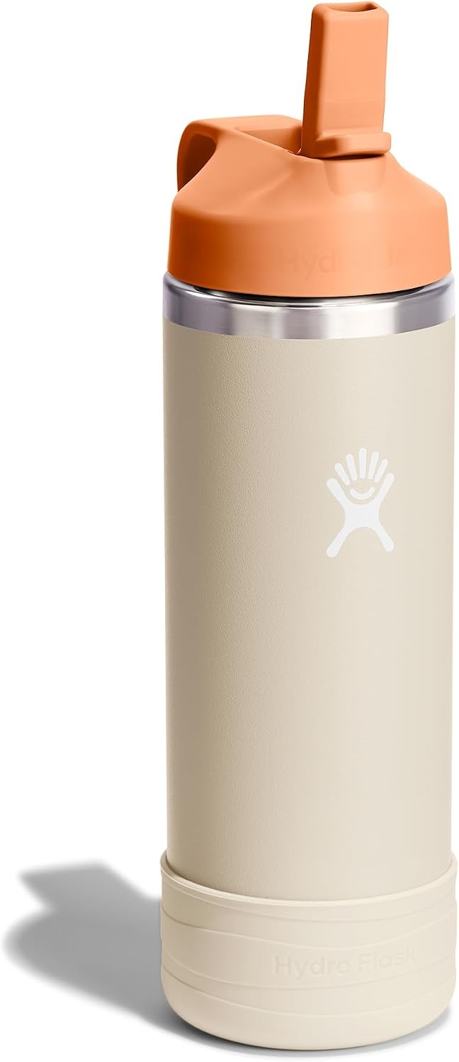 image:imageHydro Flask Kids Water Bottle for School Stainless Steel and Insulated with Straw Cap 12 Oz in Blossom PinkCoconut