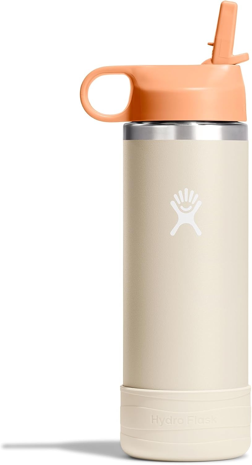 image:imageHydro Flask Kids Water Bottle for School Stainless Steel and Insulated with Straw Cap 12 Oz in Blossom PinkCoconut