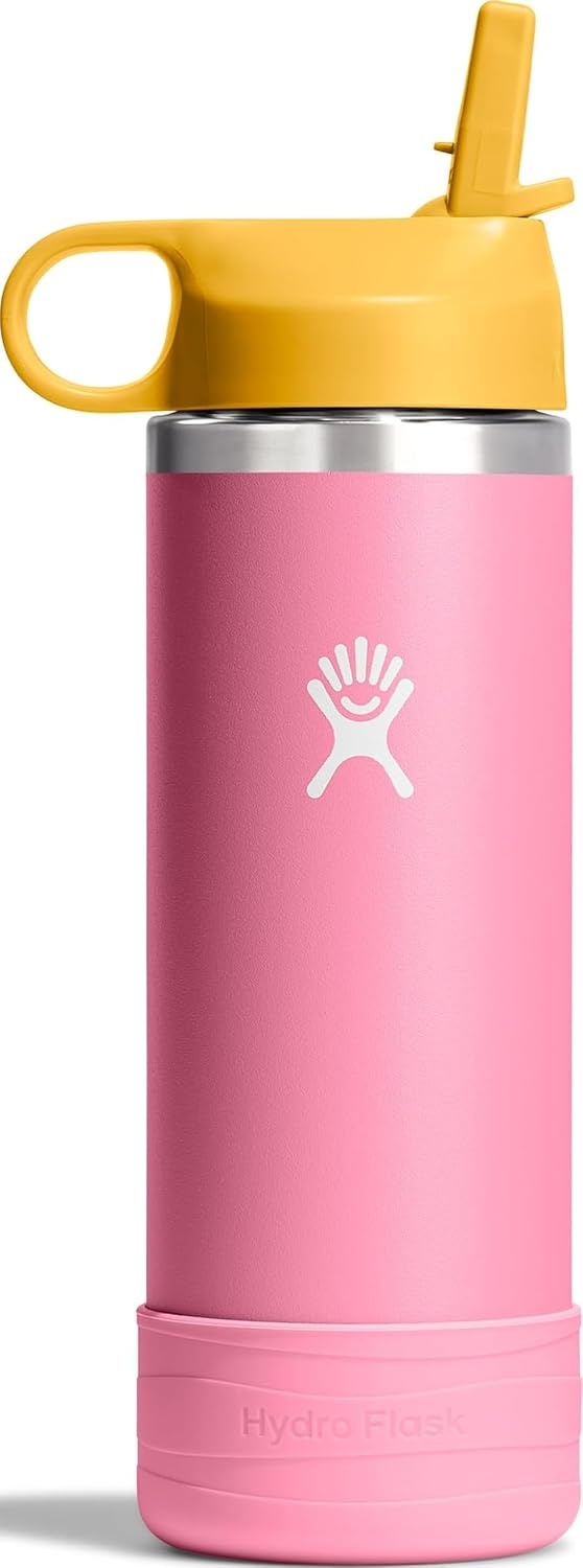 image:imageHydro Flask Kids Water Bottle for School Stainless Steel and Insulated with Straw Cap 12 Oz in Blossom PinkDahlia