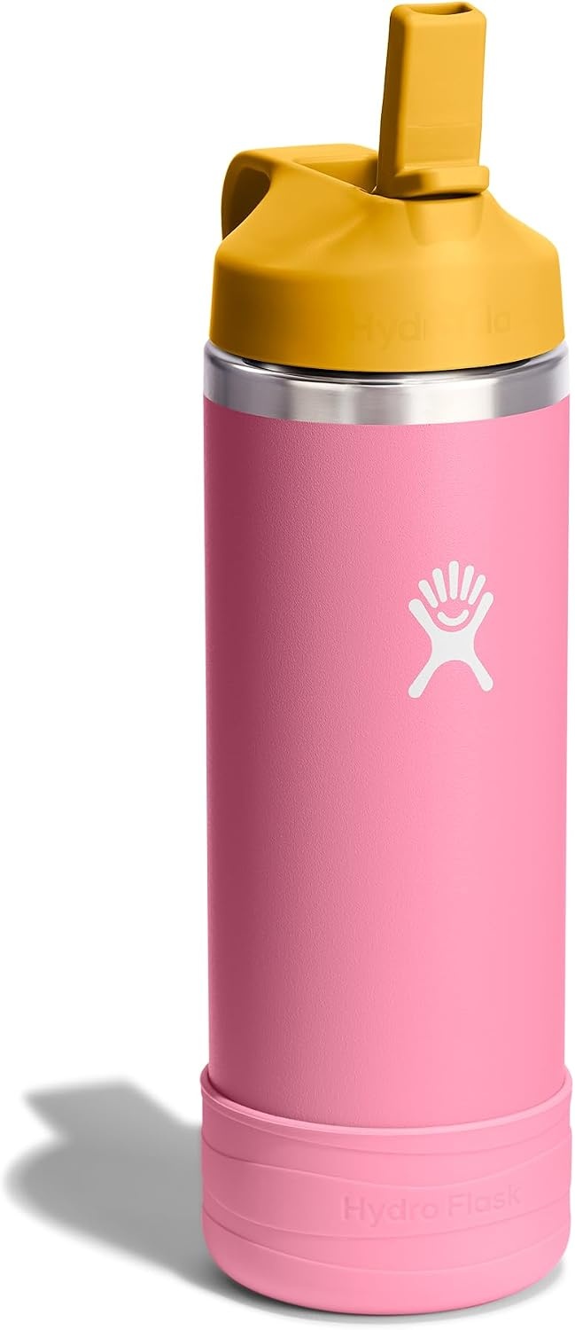 image:imageHydro Flask Kids Water Bottle for School Stainless Steel and Insulated with Straw Cap 12 Oz in Blossom PinkDahlia