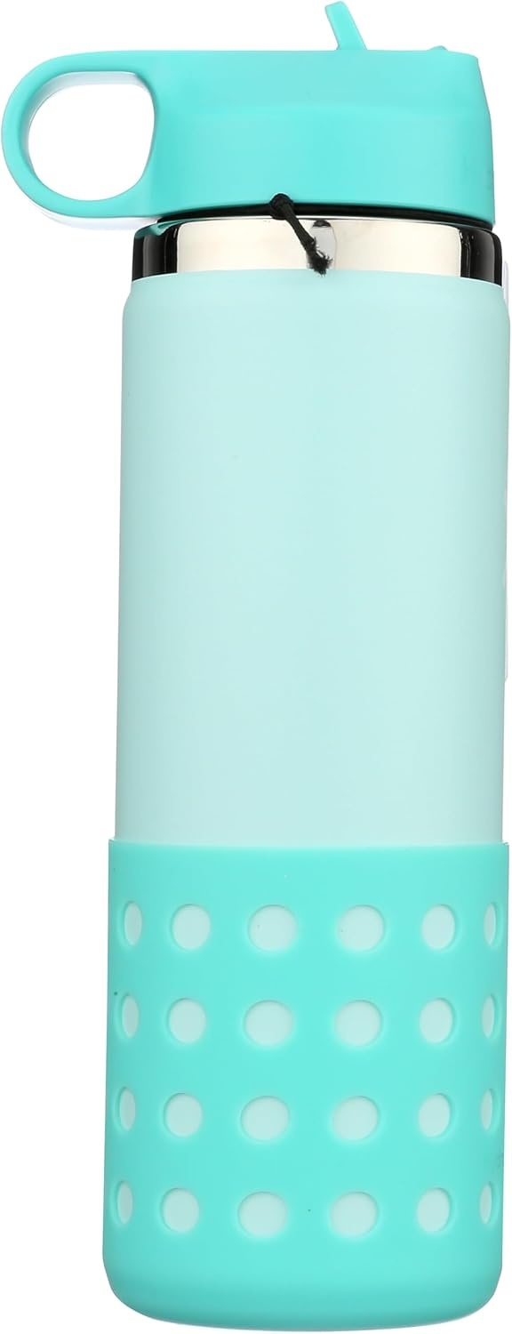 image:imageHydro Flask Kids Water Bottle for School Stainless Steel and Insulated with Straw Cap 12 Oz in Blossom PinkDew Blue