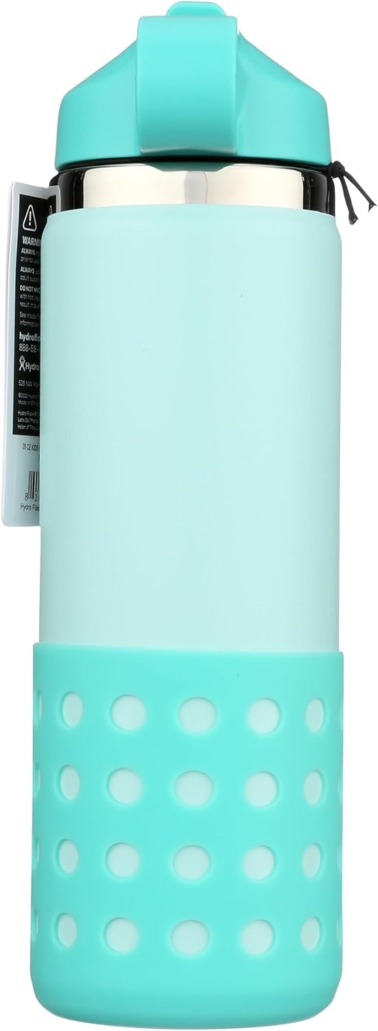 image:imageHydro Flask Kids Water Bottle for School Stainless Steel and Insulated with Straw Cap 12 Oz in Blossom PinkDew Blue