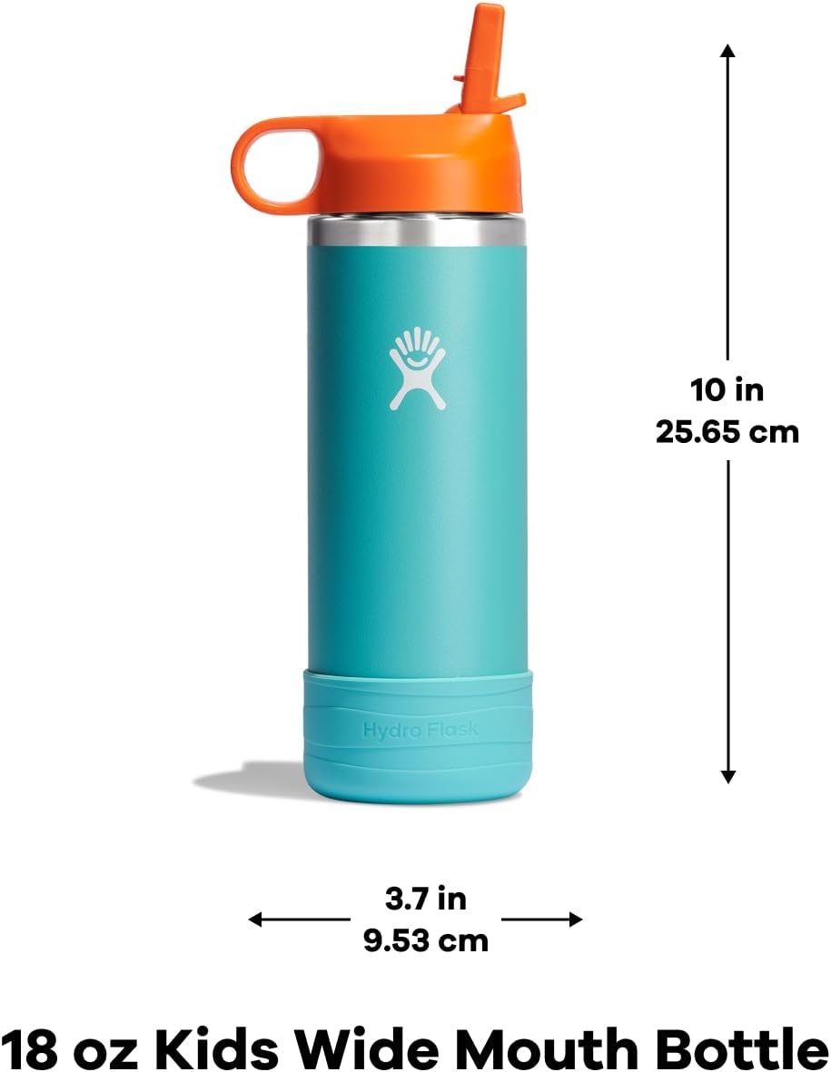 image:imageHydro Flask Kids Water Bottle for School Stainless Steel and Insulated with Straw Cap 12 Oz in Blossom PinkGoji Red