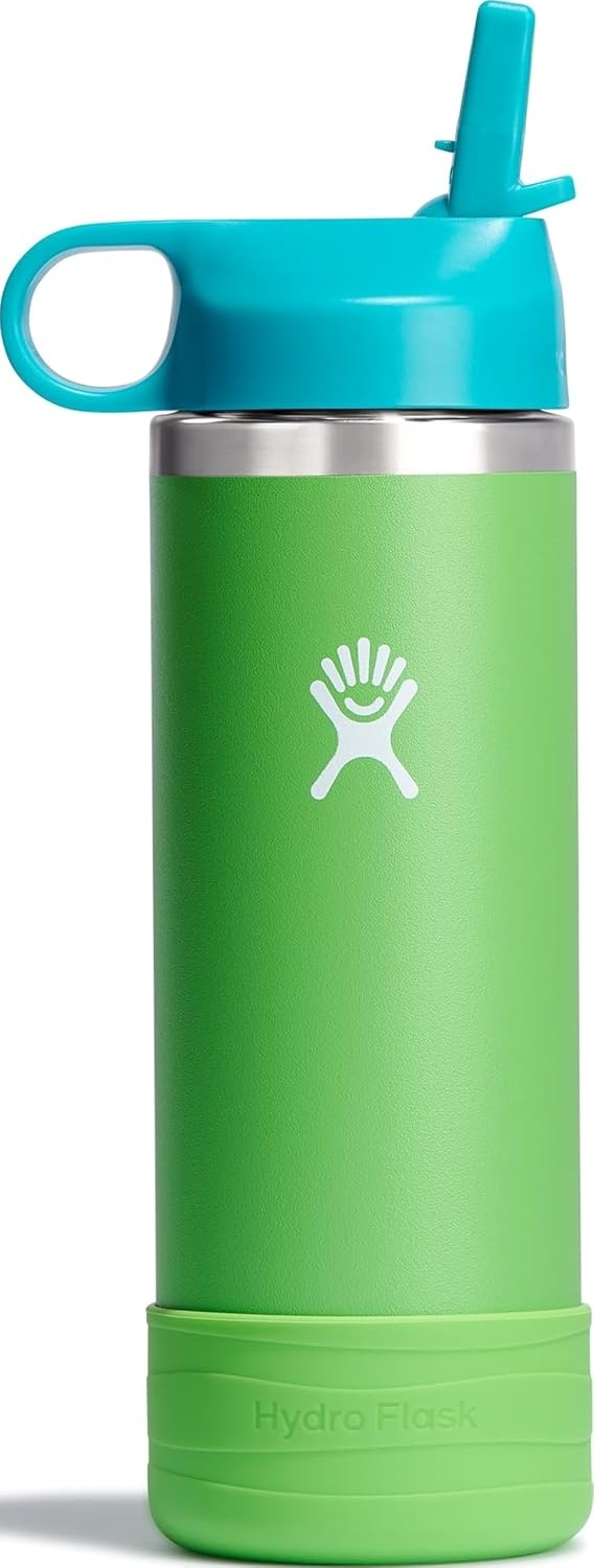 image:imageHydro Flask Kids Water Bottle for School Stainless Steel and Insulated with Straw Cap 12 Oz in Blossom PinkGrass