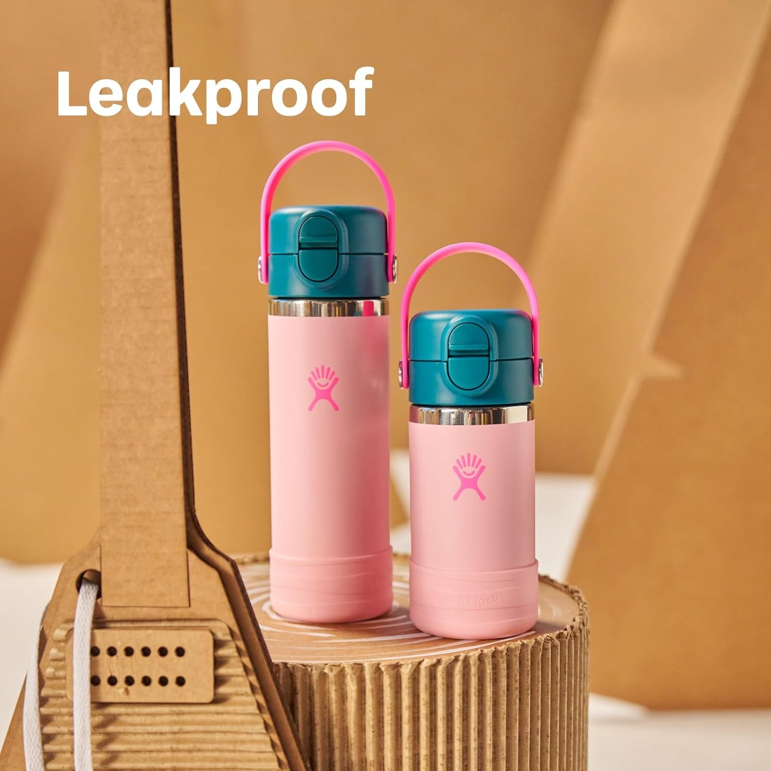 image:imageHydro Flask Kids Water Bottle for School Stainless Steel and Insulated with Straw Cap 18 Oz in Blossom Pink