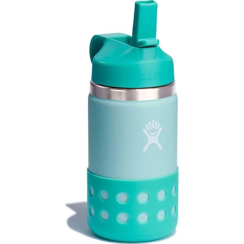 image:imageHydro Flask Kids Water Bottle for School  Stainless Steel and Insulated with Straw Cap  12 Oz in Blossom PinkDew Blue