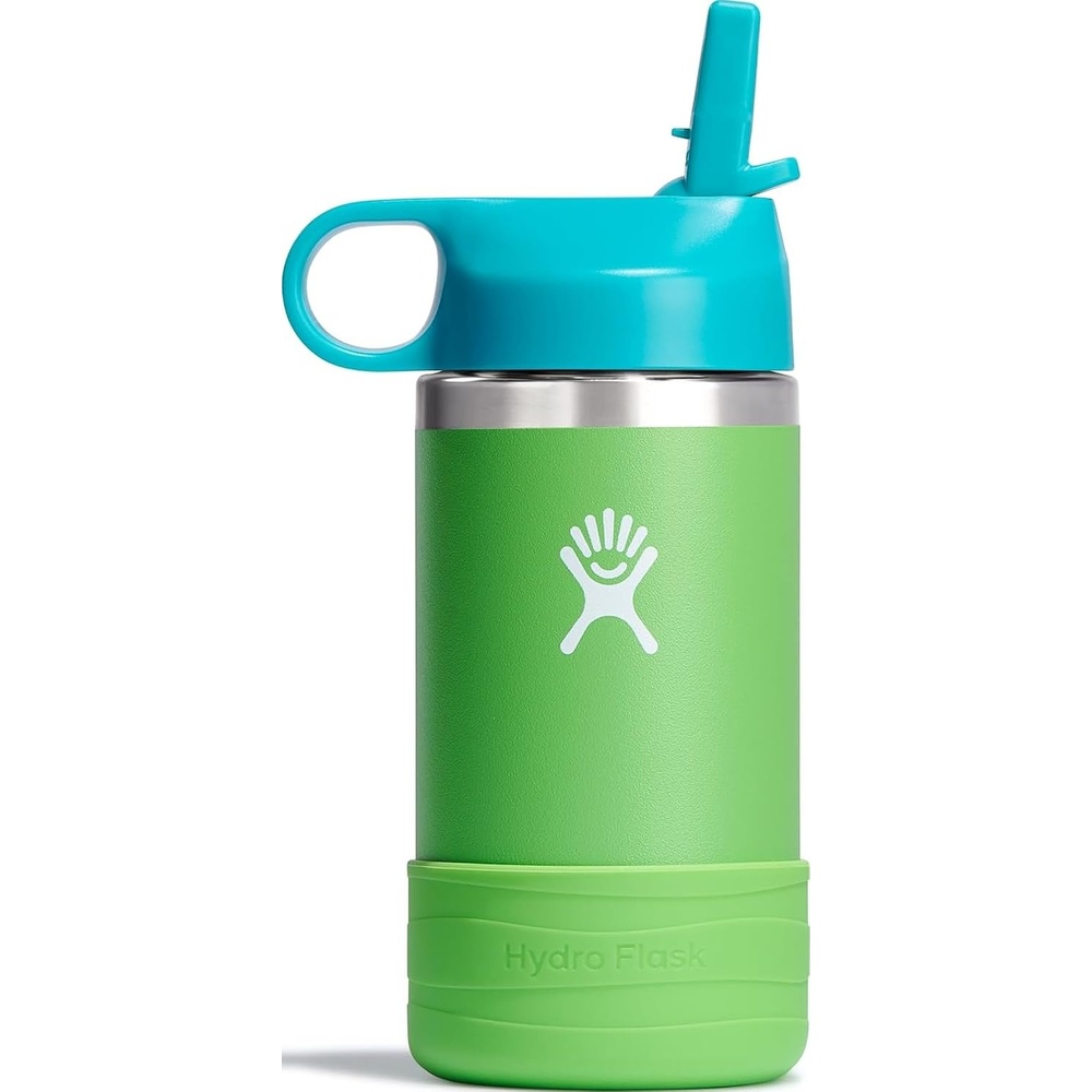 image:imageHydro Flask Kids Water Bottle for School Stainless Steel and Insulated with Straw Cap 12 Oz in Blossom PinkGrass