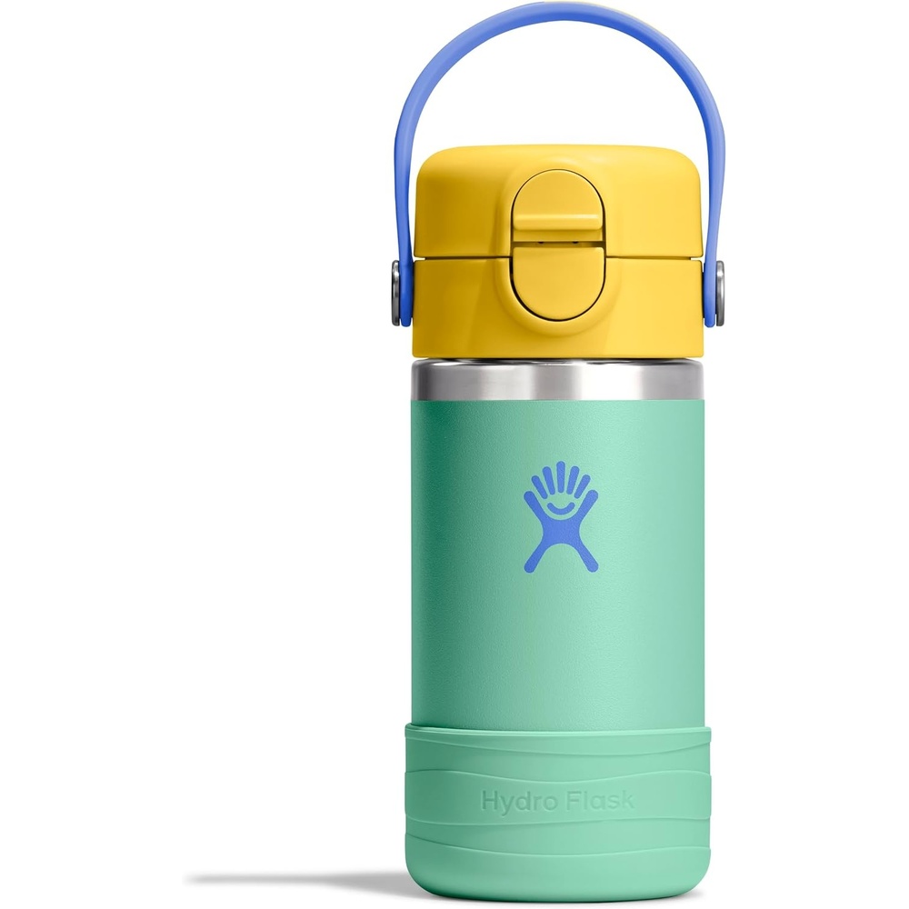 image:imageHydro Flask Kids Water Bottle for School Stainless Steel and Insulated with Straw Cap 12 Oz in Blossom PinkMermaid Green
