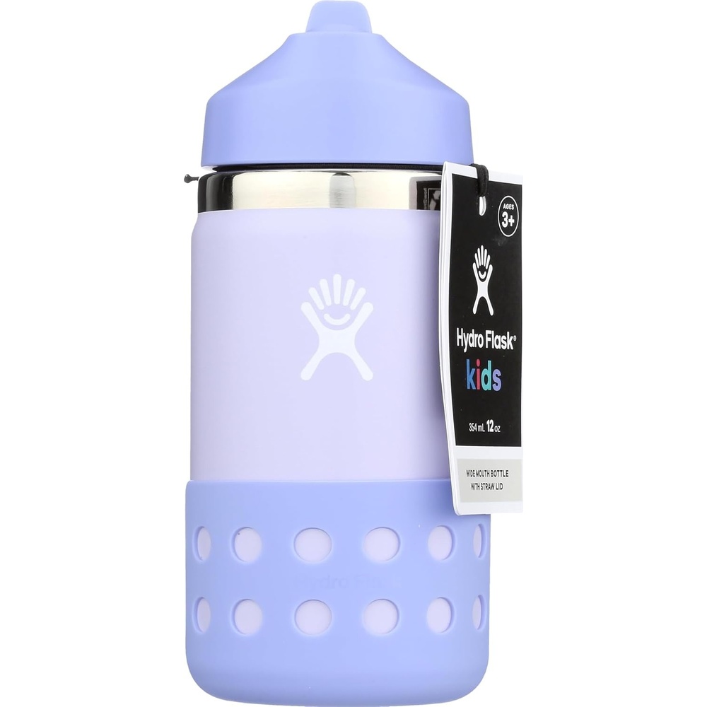 image:imageHydro Flask Kids Water Bottle for School Stainless Steel and Insulated with Straw Cap 12 Oz in Blossom PinkWisteria