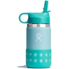 Hydro Flask Kids Water Bottle for School – Stainless Steel and Insulated with Straw Cap – 12 Oz in Blossom Pink(Dew Blue)