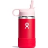 Hydro Flask Kids Water Bottle for School – Stainless Steel and Insulated with Straw Cap – 12 Oz in Blossom Pink(Goji Red)