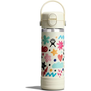 Hydro Flask Kids Water Bottle for School – Stainless Steel and Insulated with Covered Straw Cap – 18 Oz in Daydream White
