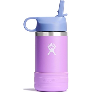 Hydro Flask Kids Water Bottle for School – Stainless Steel and Insulated with Straw Cap – 12 Oz in Blossom Pink(Anemone Purple)