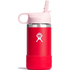 Hydro Flask Kids Water Bottle for School – Stainless Steel and Insulated with Straw Cap – 12 Oz in Blossom Pink(Goji Red)