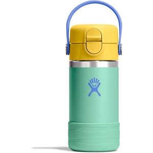 Hydro Flask Kids Water Bottle for School – Stainless Steel and Insulated with Straw Cap – 12 Oz in Blossom Pink(Mermaid Green)