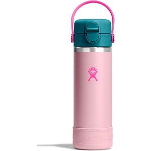 Hydro Flask Kids Water Bottle for School – Stainless Steel and Insulated with Straw Cap – 18 Oz in Blossom Pink